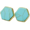 Серьги -грибы с картинками Jasper Stone Inlay Gold Color Hexagon Metal Retro Style Женщины ювелирные изделия