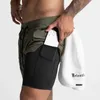 Herren-Shorts für Herren im neuen Stil, lässig, doppellagig, Sport-Shorts, Fitnessraum, Fitness, Zug, schnell trocknend, für Herren mit Reißverschlusstasche, Hose W0327