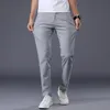 Men's Pants Men's Classic Solid Color Summer Thin Casual Pants Business Fashion Stretch Cotton Slim Brand Trousers Male 7 Colors 230327