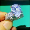 Smyckestorlek 510 Top Sell Luxury Jewlry 925 Sterling Sier Water Drop Pear Cut White Topaz Big Cz Diamond Gemstones Women Ban Dhudo
