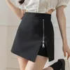 Skirts Women Zippers Design Mini Skirt Summer High Waist Slim Black Shorts Jupe Streetwear Slit Sexy Bag Hip P172