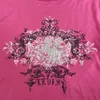 Camiseta feminina tshirt impressão vintage tshirt women US casual manga curta redonda pescoço exposto o umbigo y2k slim fit tops 2303327