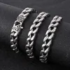 11mm retro män kvinnor trottoar kubansk kedja halsband punk vintage mönster hiphop silver rostfritt stål svart cyklist länk halsbandsmycken