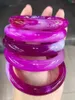 Bangle Real Natural Chalcedony Violet Armband Kvinnor Handkuggade jade smycken Jadeite Bangles Agate Gift Armband Nat