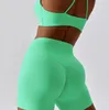 Active Set Women Compression Stretchy Quick Dry Twist Yoga Shorts och BH Set Senaste Sexig Gym Fitness Running Sports
