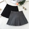 Rokken HOUZHOU Koreaanse Mode Grijze Plooirok Vrouwen Vintage Leuke Hoge Taille Sexy Mini Kawaii Preppy Stijl Zomer Streetwear 230327