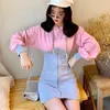 Casual Dresses Women's Sweet Dress Korean Fashion Hooded Color Stitching Slim