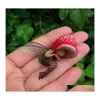 Decorative Objects Figurines Mini Slee Mushroom Fairy Statue Hand Painted Resin Crafts Ornament For Home Garden Office Decoration Dhvnd