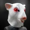 Party Masks White Mouse Animal Head Latex Mask Rat Masks Halloween Cosplay Costume Dress 230327