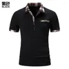 Men's Polos US Size Men's Short-sleeved Polo Shirts 2023 Summer Casual Fashion Man Plaid Patchwork Slim T-shirt White Black Red
