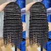 レースウィッグスアマンダ13x4ブラジルの深い巻き毛の正面ウィッグプリプルック透明4x4閉鎖女性のための人間の髪