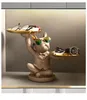 Rumdekorskulptur Dog French Bulldog Butler med Alarm Clock Metal Tray Table Decoration Statue för Live Bulter 230327