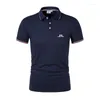 Yaz Polos Moda Marka Erkek Golf Tişörtleri Kısa Kollu Nefes Polo Gömlek Üstleri Erkek İş Gündelik Giyim