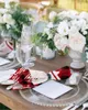 Table Napkin 4pcs Valentine'S Day Love Red Black Checker Square 50cm Wedding Decoration Cloth Kitchen Serving Napkins