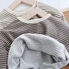 T-shirts 0-6Years Children Striped T-shirt Sweaters Spring Autumn Baby Clothes Korean Boys Girls Loose Tops Long Sleeve Bottoming Shirt 230327