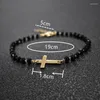 Strand 2023 Design Chapelet Style Sideways Cross Bracelet Noir Beades Or Couleur Chaîne Bracelets Pour Femmes Filles