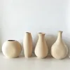 Vases Nordic Ins Retro Wood Art Minimalism Vase Solid Plants Pot Flower Arrangement Table Decorative Crafts Home Ornaments