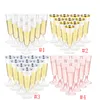 Shatterproof Drinkware Party Wedding Clear Cocktail Stemless Plastic vinglas Guldfälg Plast Champagne Flutes RRA4703