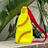 outdoor new baseball stitching bags baseball bling bag mesh handle Shoulder Bag stitched print Tote HandBag Canvas Sport Travel Beach