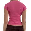 Camiseta feminina tshirt impressão vintage tshirt women US casual manga curta redonda pescoço exposto o umbigo y2k slim fit tops 2303327