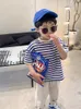 T-shirts Children's Clothing Boy's kortärmade t-shirt Summer Fried Street Fashion Cotton Striped Boys All-Match Casual T-Shirt 230327