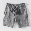 Shorts pour hommes 100% lin Shorts d'été pour hommes décontracté solide gris mode Boardshorts mâle classique cordon Shorts vêtements 230327