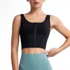 Traje de yoga Chaleco deportivo Absorción de las mujeres Uso externo Cinturón fijo Sujetador Ropa interior Cremallera frontal Fitness