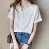 Blouses pour femmes chemises pour femmes et 2023 Féminine Top Short Sleeve Casual White Vintage Collaire de redressement
