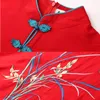 Ethnic Clothing 2023 Summer Fashion Oriental Chinese Traditional Women Qipao Short Sleeve Vintage Red Plus Size Cheongsam Embroidery Mini