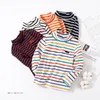 T-shirts Spring Autumn Winter 2 3 4 6 8 10 Years Cartoon High Neck Pullover Basic Turtleneck Striped Soft T-Shirt For Kids Baby Boy 230327