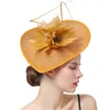 Headpieces Bride Wedding Fascinators Hat Headband Women Party Headpiece With Hair Clip Ladies Femme Kenducky Accessories Feathers