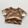 T-shirt Kid Summer Arrival T-shirt Baby Girl Patchwork maniche corte Tees Boy Simple Thin All-match Cotton Linen Tshirt 230327