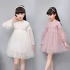 Girl's Dresses 2018 Kids Dresses For Girls Cute Long Lantern Sleeve Lace Girls Ball Grown Dress Princess Party Dress DQ997