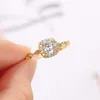 Wedding Rings For Women Gold Color Engagement Ring Adjustable Crystal Zircon Promise Accessories Fashion Mariage Jewelry R812