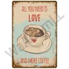 Retro Coffee Art Painting Targa in metallo Targa in metallo Wall Art Poster per cucina Bar Cafe Room Retro Iron Painting30X20cm W03