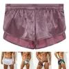 Underpants Mens Shiny Satin Boxer Briefs Beach Bottom Pajamas Shorts Underwear Nightwear Sexy Side Open Hip Backless Boxershorts Men