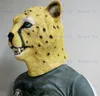 Masques de fête Masque léopard Animal Latex Tête complète Masques réalistes Déguisement pour Halloween Carnaval Costume Party 230327