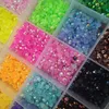 Nail Art Decorations 24000pcs 3mm Resin Non fix Rhinestones 24*1000 Mix Jelly Colorful Nail Art FlatBack Glitters Gems Stones In 24Girds Box * 230325