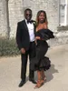 Chic Little Black Aso Ebi Prom Dress per le donne africane nigeriane Lunghezza midi Mermaid Evening Dinner Party Dresses 2023 Birthday Homecoming Club Short Cocktail 2023