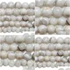 Pierre 8Mm Agates folles blanches naturelles perles rondes en vrac 4 6 8 10 Mm taille de choix pour la fabrication de bijoux livraison directe 202 Dsx