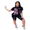 Tute stampate da donna Set in due pezzi T-shirt a maniche corte Pantaloncini Completi Tuta da jogging casual estiva Abbigliamento sportivo