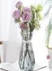 Вазы 2023 Чистая красная стеклянная ваза Простые прозрачные обеденные стойки Творческие скандинавские цветы украшения гостиной