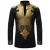 Ethnic Clothing Mens Mandarin Collar African Dashiki Shirt 2023 Brand Long Sleeve Tribal Chemise Homme Streetwear Men Clothes XXL