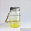 En blanco de sublimación en blanco Clear Mason Jars Linternas con energía solar Firefly impermeable al aire libre con perchas para Dhjti