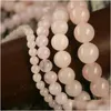 Stone 8Mm Round Pink Quartz Spacer Beads Natural Diy Loose For Jewelry Making Strand 15 Wholesale 4Mm 6Mm 10Mm Dh6Wf