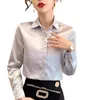 Women's Blouses 2023 White Shirts For Office Lady Work Women Clothing Long Sleeve Spring Autumn Tops Korean Fashion Polo-Neck