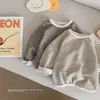 T-shirts 0-6Years Children Striped T-shirt Sweaters Spring Autumn Baby Clothes Korean Boys Girls Loose Tops Long Sleeve Bottoming Shirt 230327