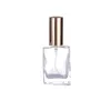 Verpakkingsglas vierkant heldere fles 15 ml goud zilver zwart spary press pomp parfum flesities flesjes beurbare cosmetische draagbare verpakkingscontainer