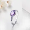 Bandringe mit Referenzen, echter tibetischer Silber-Amethyst-Ring, schöner herzförmiger lila Zirkon-Kristall-Ring für Frauen, Schmuck, romantisches Geschenk Z0327