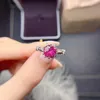 Cluster-Ringe Feiner Schmuck 925 Sterling Silber eingelegt mit natürlichem Edelstein Luxuriöser edler runder rosa Topas Damen-Ring im OL-Stil